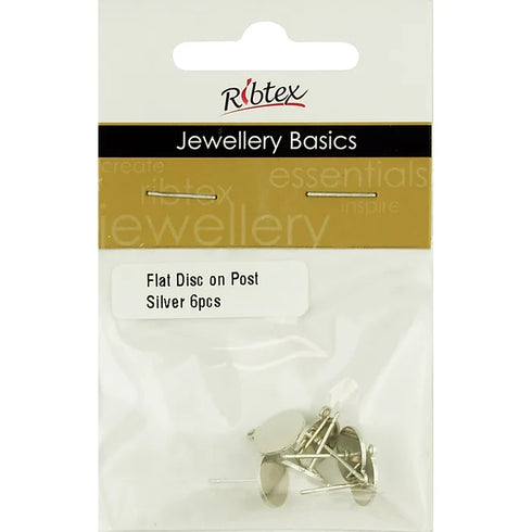 Silver Colour Flat Discs on Post with Jump Ring